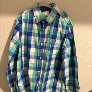 Crewcuts Blue and Green Plaid Kids Button Down Shirt